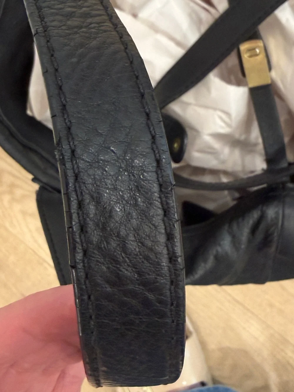 J. Crew Black Leather Tote with Gold Hardware